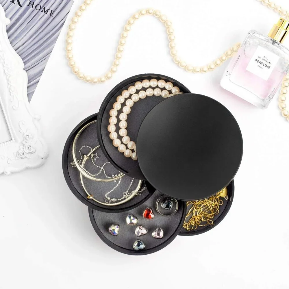 Jewelry Organizer, Small Jewelry Box Earring Holder for Women Black